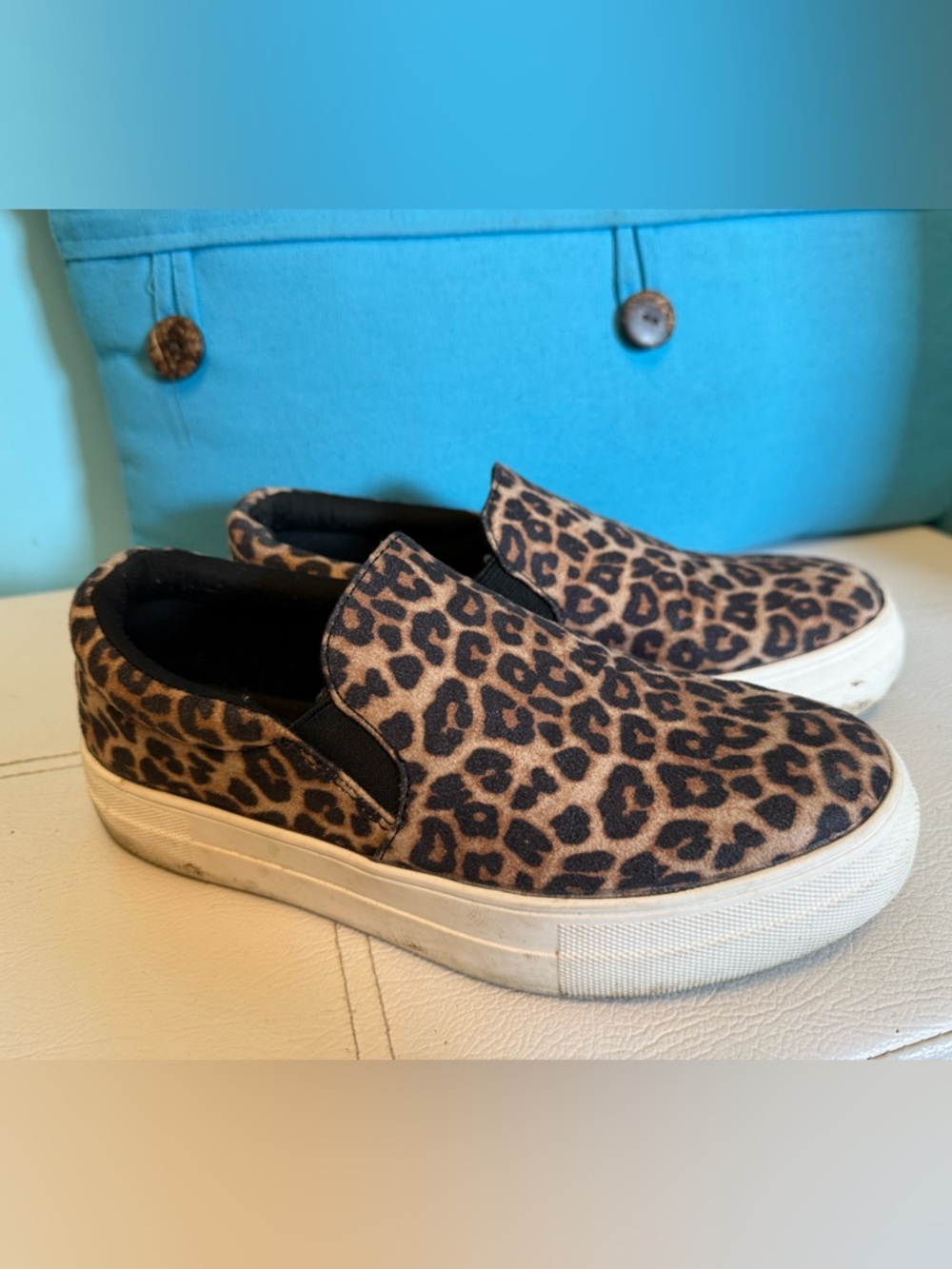 Soda Leopard Print Slip-On Flats in Brown and Black Size 7